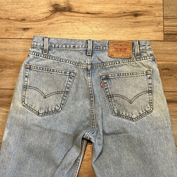 Men's VTG Levis 505 Regular Fit Denim Jeans 34x30 Blue Y2K  Distressed Bleached - Picture 5 of 11